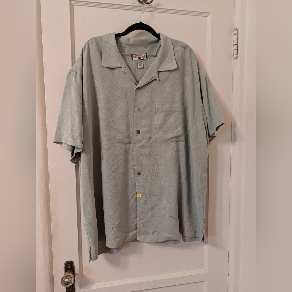 Caribbean Joe Light Green Textured Shirt